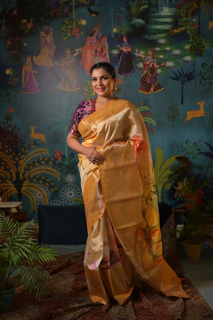 Bespoke digital print silk Kanjeevaram saree