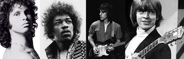 Hóspedes famosos do Chelsea Hotel, em Nova York: Jim Morrison, Hendrix, Jeff Beck e Brian Jones