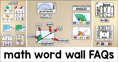 What is a math word wall? How do I use a math word wall? Do they come in print? Digital? In this post, I answer some of the frequently asked questions I've gotten about math word walls.