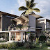 Escape to Tranquility: A Modern Tropical 5 BHK Flat Roof House with Unique Design Elements