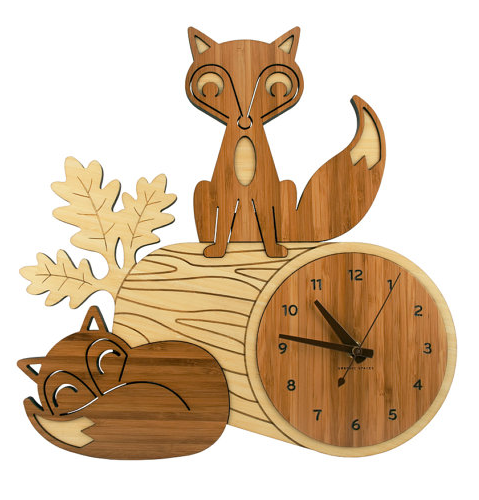 fox wall clock decor kids room