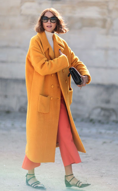 fashion week streetstyle bright coat