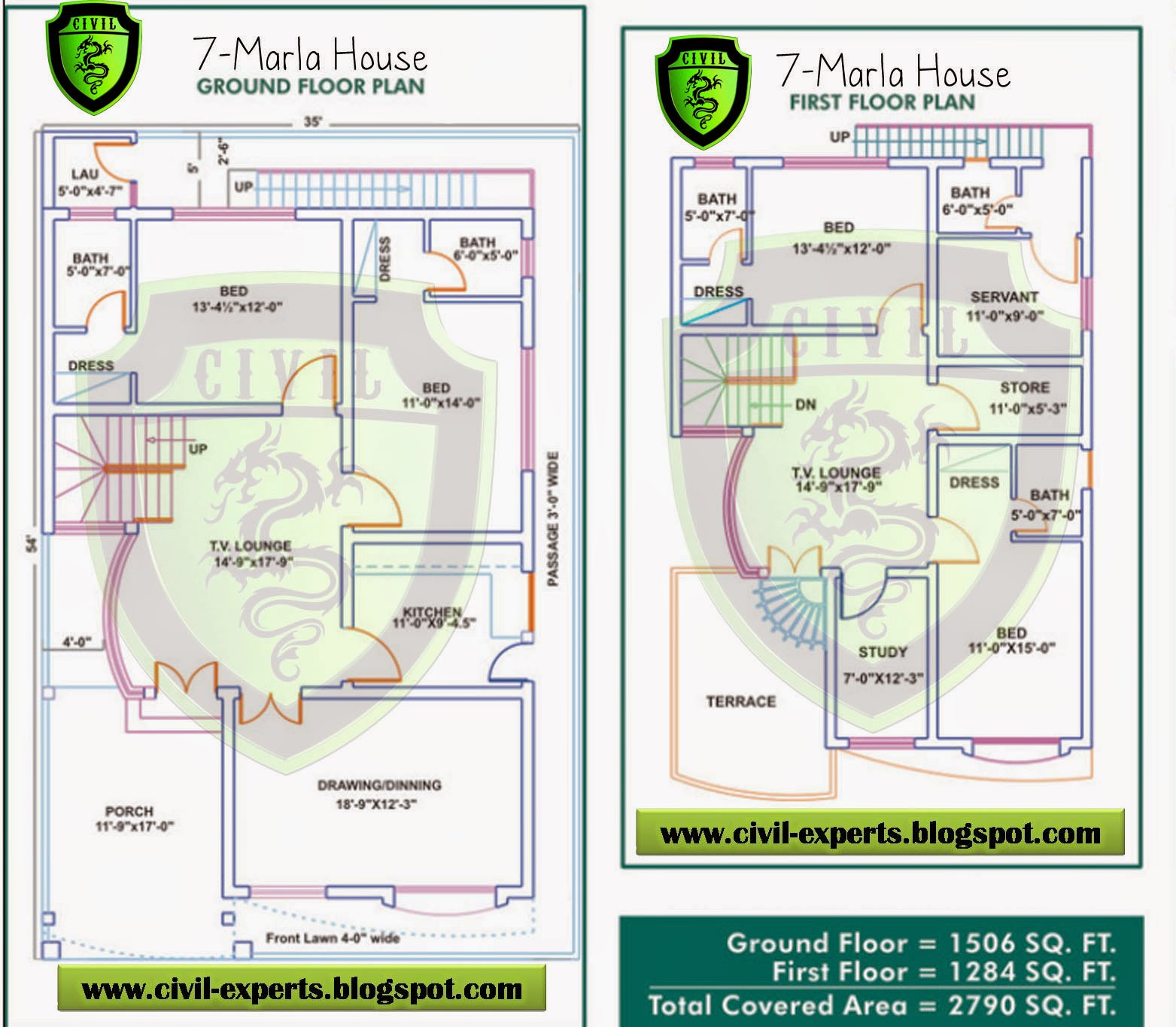 7 Marla House Plans - Civil Engineers PK