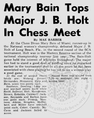 1947 Mary Bain Tops Major J. B. Holt In SCA Chess Tournament