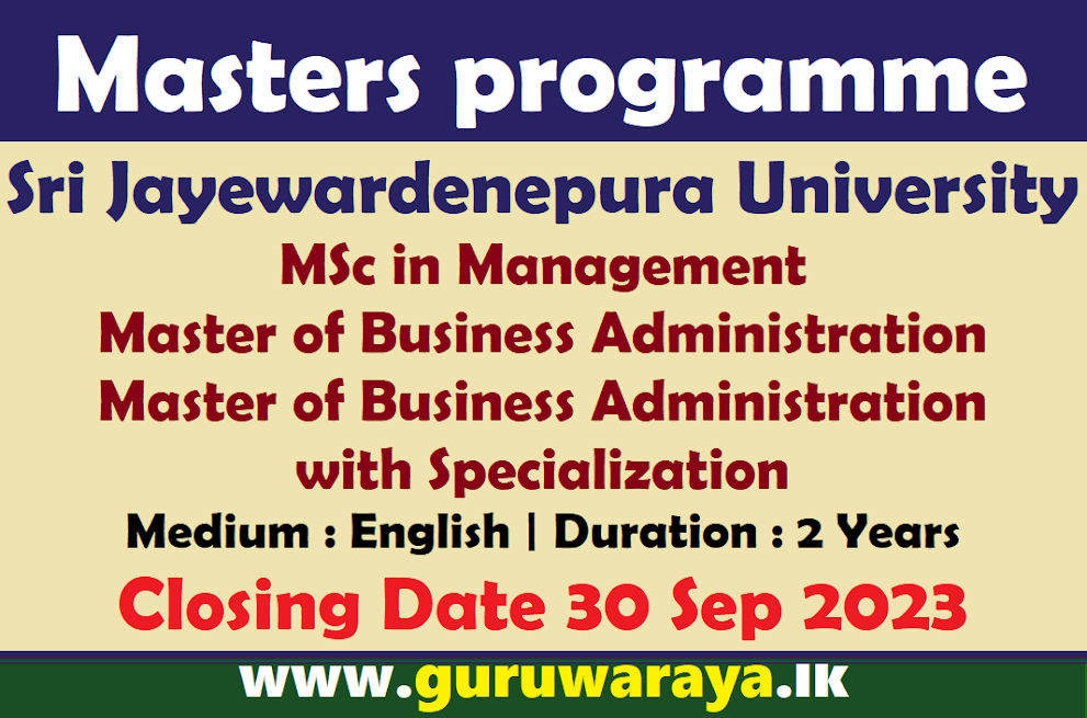 MBA/MSc Programmes -J'pura University