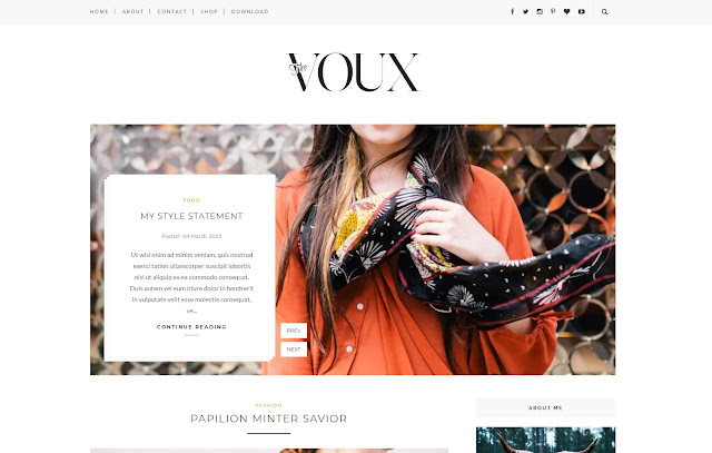 Voux Responsive Personal Blog Fashions Lifestyle Girly Update Blogger Template Theme