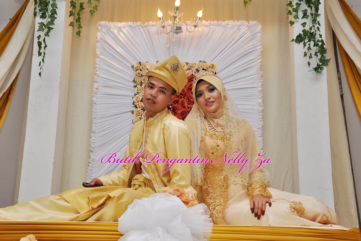 Butik Pengantin Nelly Za baju lace Gold Cream Majlis 