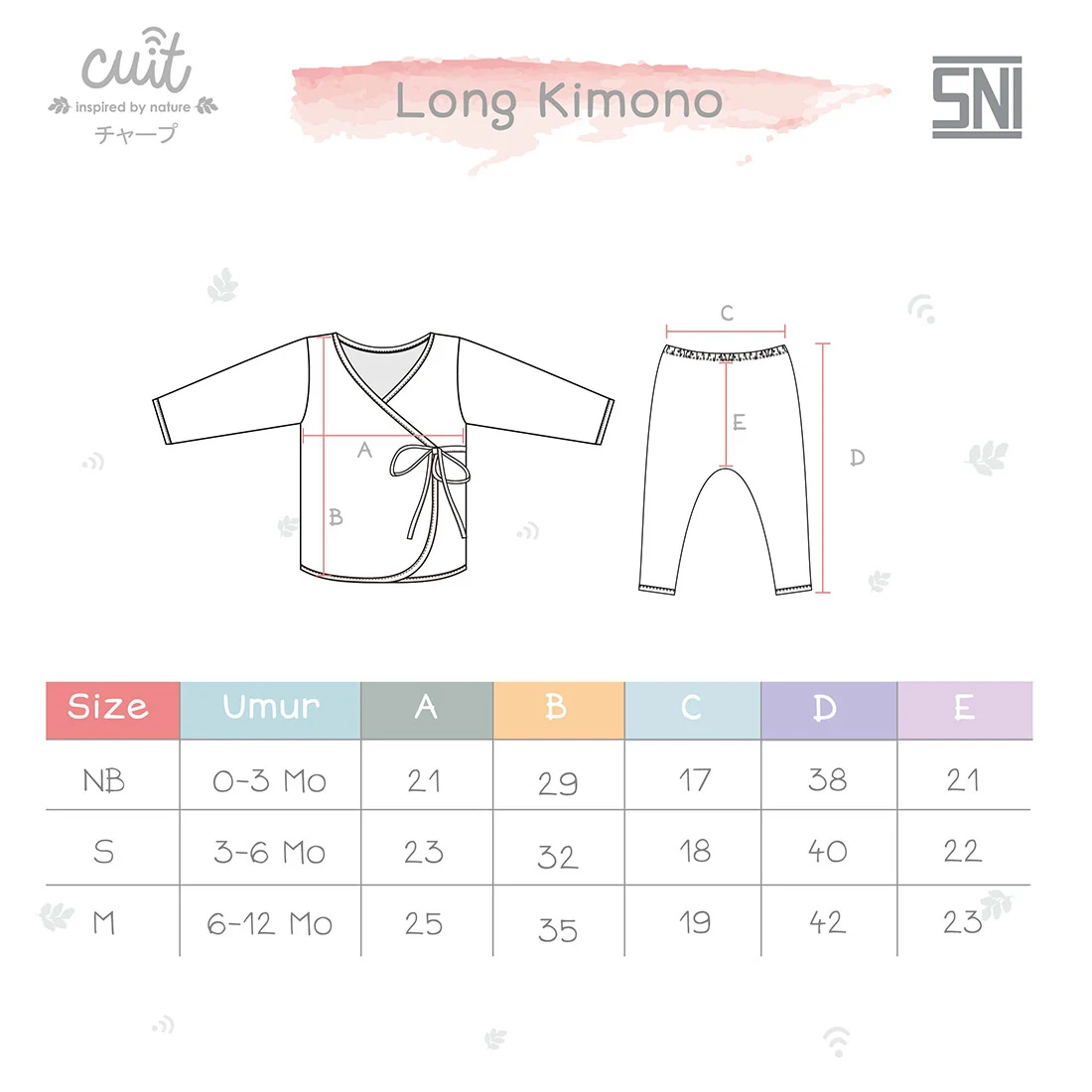 CUIT BABYWEAR - 0 - 12 Bulan Setelan Kimono Tangan Panjang Celana Panjang Miyoko