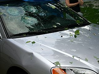 hail damage on car