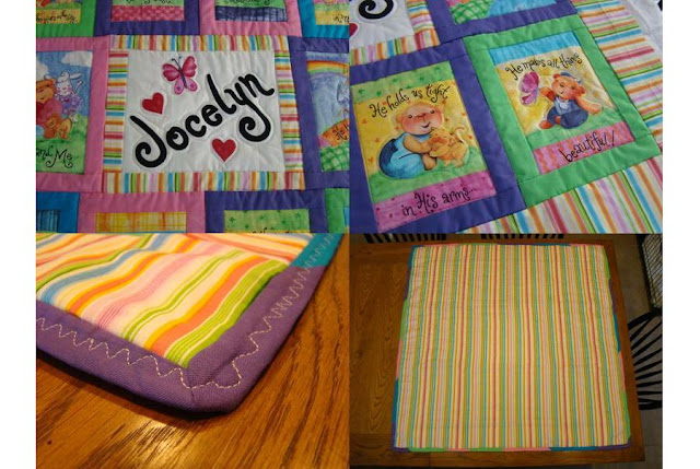 Baby quilt using fabric book panels