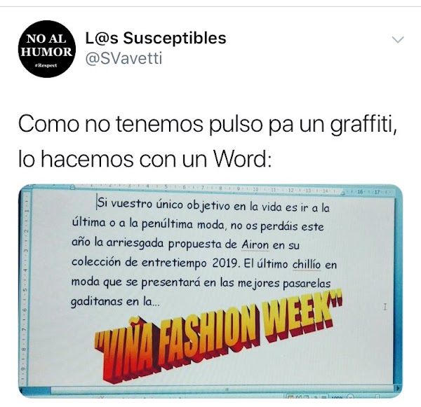 La chirigota callejera del Airón, este 2018, “Los Susceptibles”, serán para el carnaval 2019, “Viña Fashion Week” 