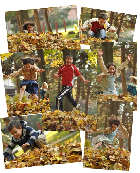 jumping in leaves