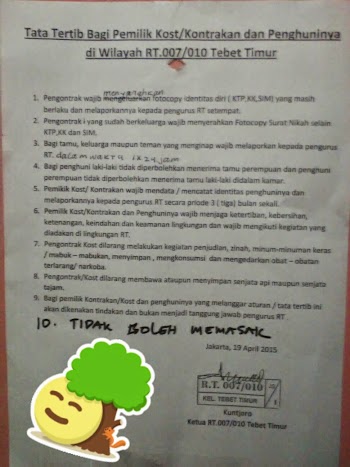 Tata Tertib di Kost Yang Gokil