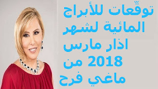 توقّعات للأبراج المائية لشهر اذار مارس 2018 من ماغي فرح