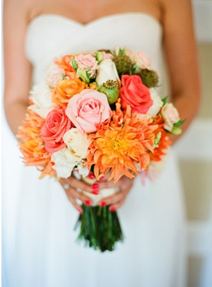A cheery fall colored bouquet