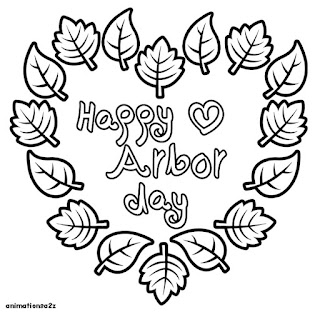 Happy Arbor day printable coloring pages