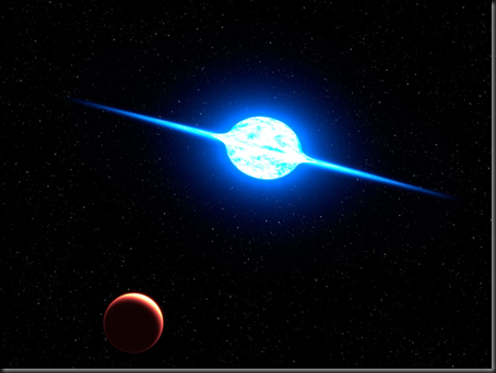 Ilustração da estrela de rotação mais rápida conhecida, em azul (Foto: G. Bacon/ESA/NASA)