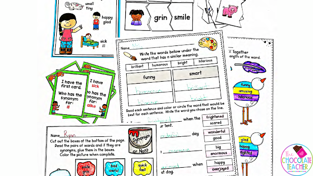 Synonyms Worksheet and Activity with Differentiated Options