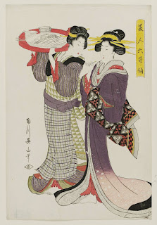 Two Women with a Tray, from the series Beautiful Women as the Six Poetic Immortals (Bijin Rokkasen)