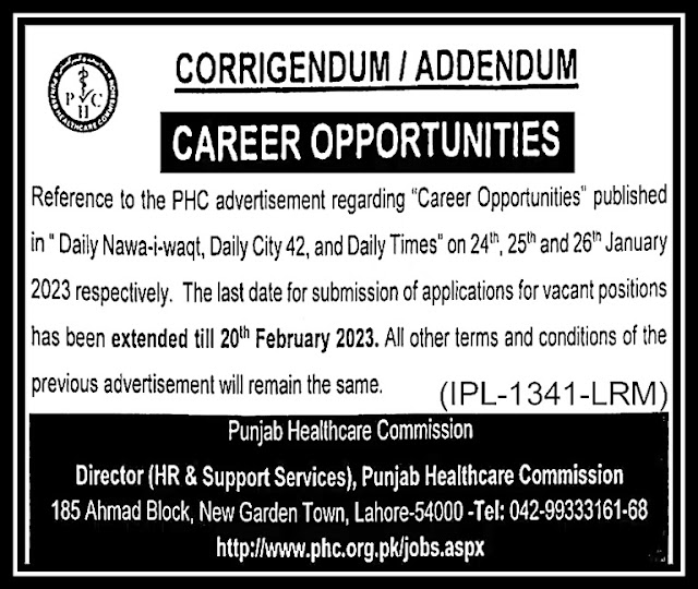 Punjab Healthcare Commission PHC Jobs 2023 | Eligibility Criteria at www.phc.org.pk | www.nokripao.com