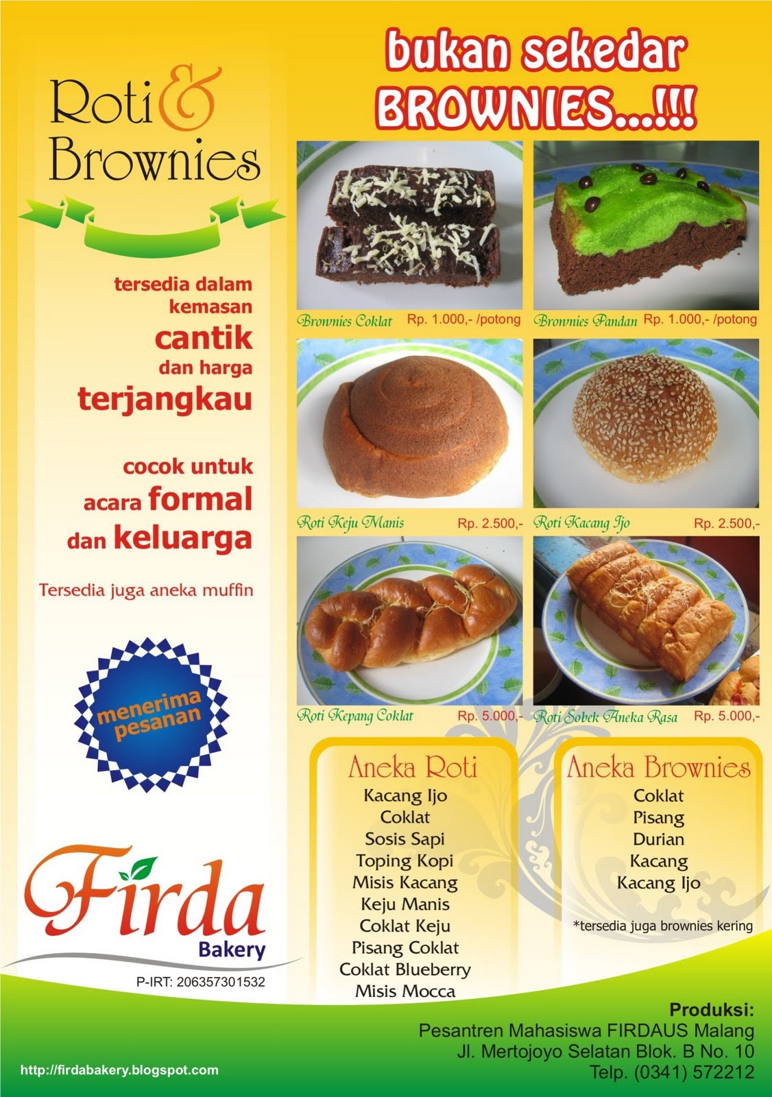 Brosur Roti dan Brownies FIRDA Bakery  zlich's blog