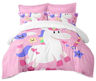Jessy Home Unicorn Duvet Cover Queen Size,Pink Cartoon Bedding Quilt Cover,Bedroom Decor Gifts for Girls