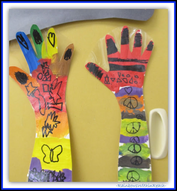 Back to School Hand Art in Kindergarten via RainbowsWithinReach