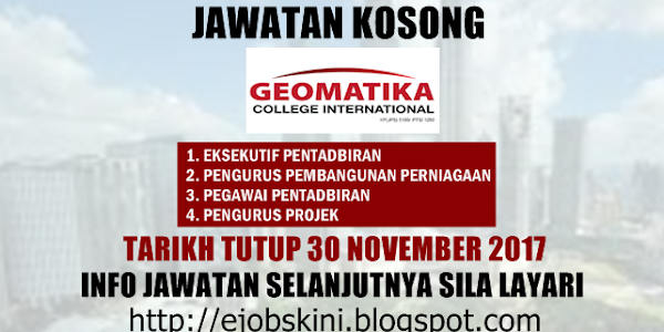 Jawatan Kosong Geomatika College International - 30 November 2017