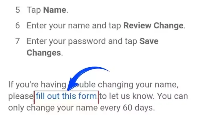 Facebook Name Change Step 7