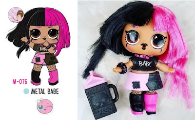 L.O.L. #Hairgoals Metal Babe doll with pink and black real hair