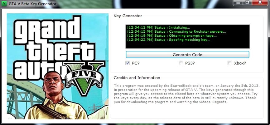 Grand Theft Auto V Beta Key Generator January 2013 No Survey ...