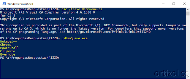 Ejecución assembly UsoQueue.exe
