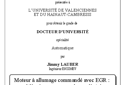  Moteur à allumage commandé avec EGR - modélisation et commande non linéaires par Jimmy LAUBER