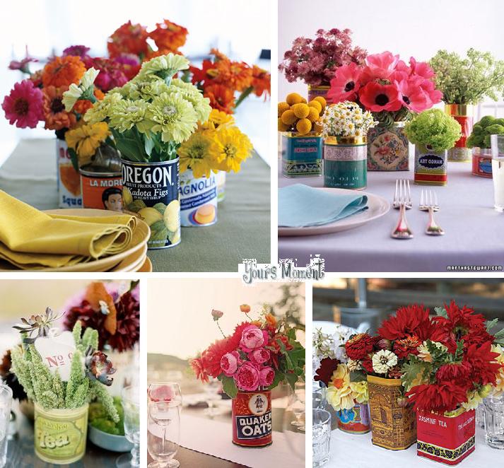 Bottom All three vintageinspired tin centerpieces courtesy of Ritzy Bee 