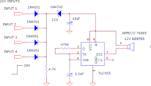 24V DC Powered Beeper with 4 Separate Inputs 