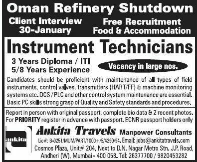 Oman Refinery Shutdown Jobs
