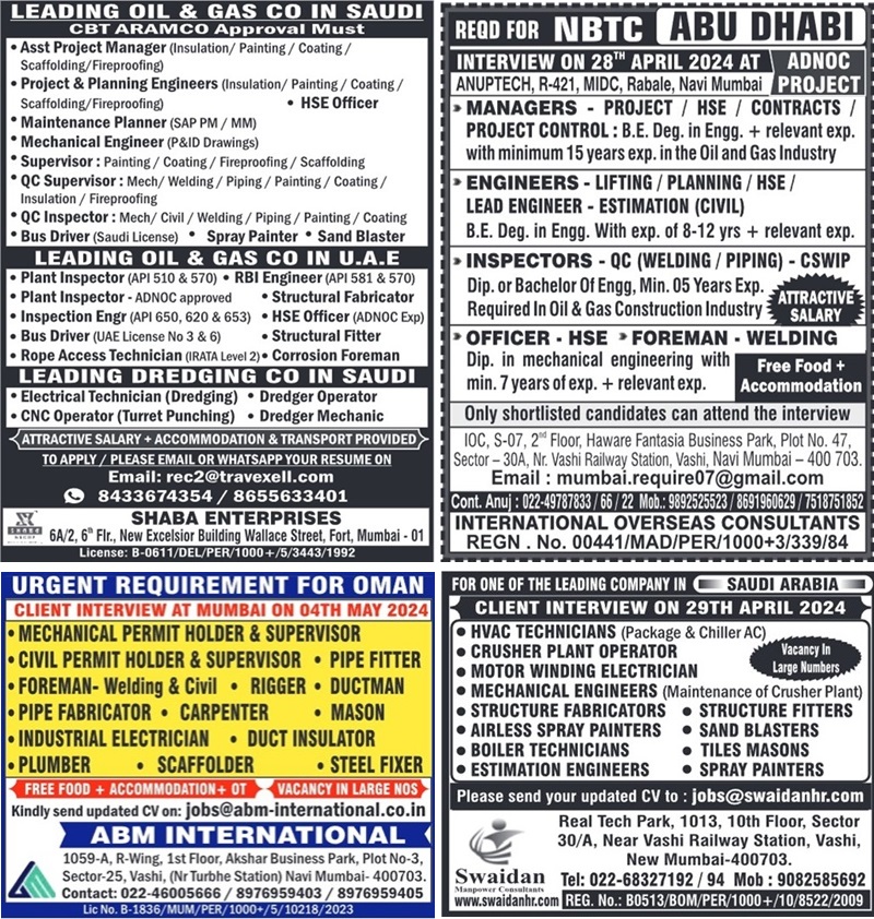 Assignments Abroad Times Jobs Vacancy News Paper