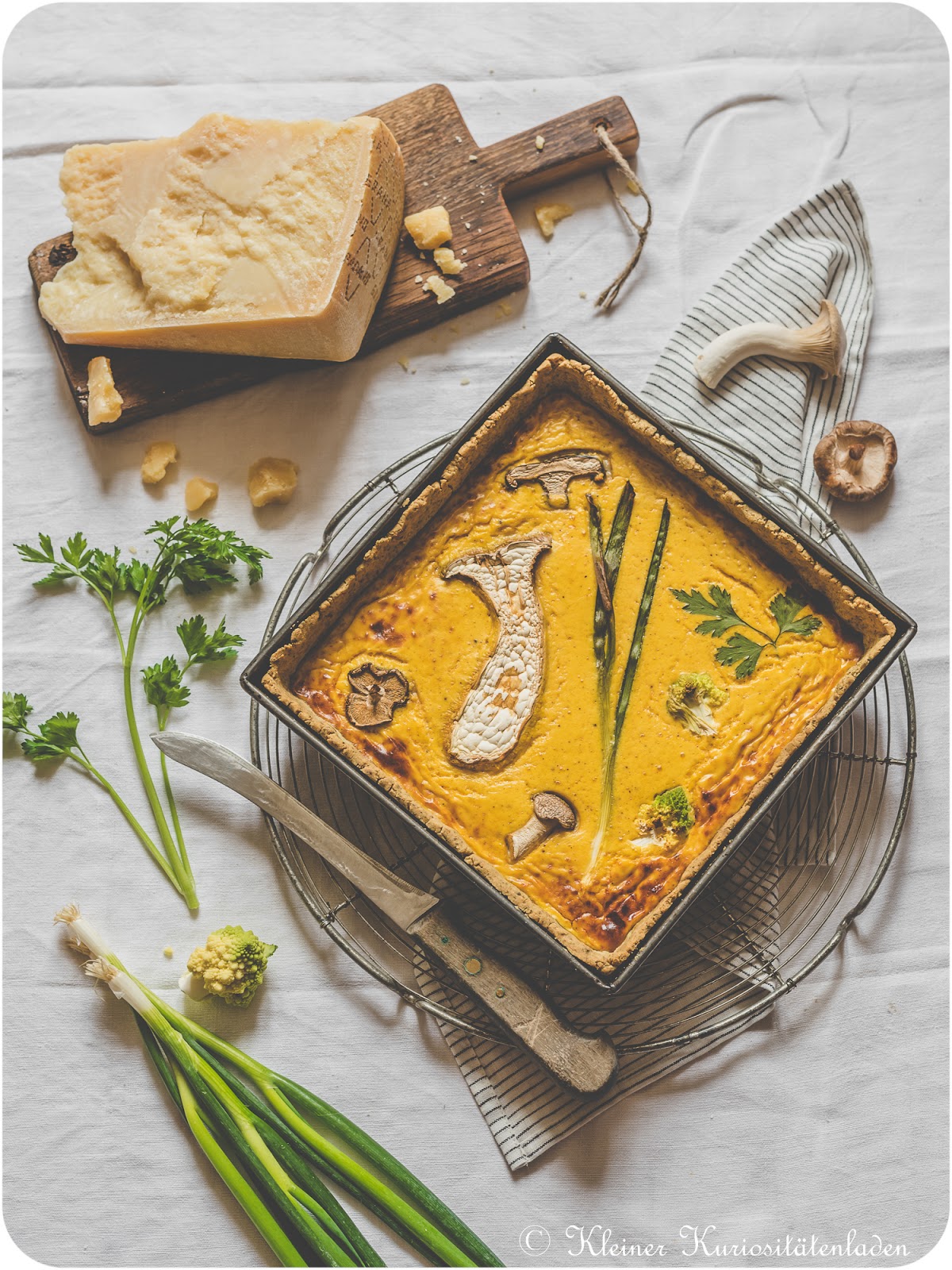 Kürbis-Pilz-Tarte mit Grana Padano