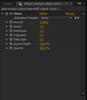 gambar pengaturan effect cc snow vfx animasi