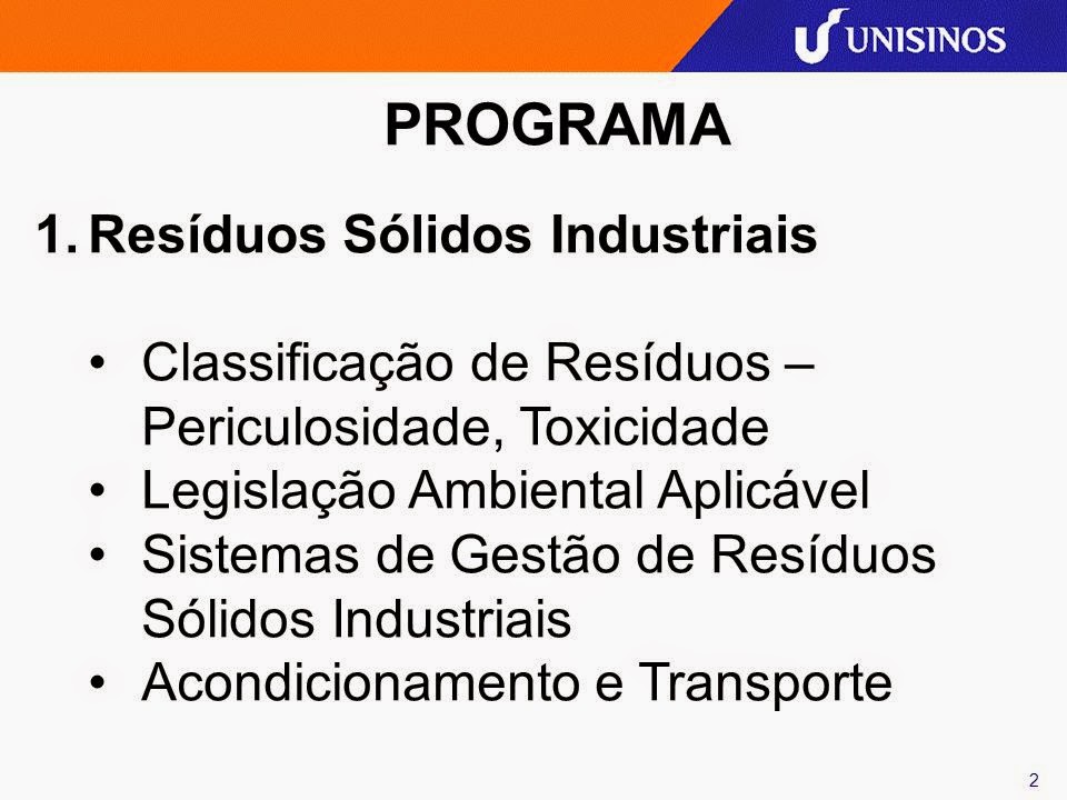 CLASSIFIÇÃO DOS RESÍDUOS INDUSTRIAIS