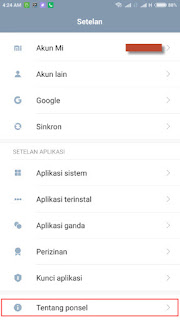 cek imei xiaomi di Tentang Ponsel xiaomi