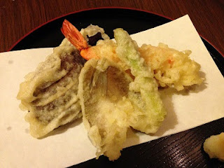 Tempura ; deep-fried fish and vegetables in a light batter