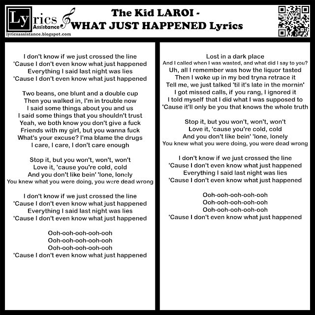 The Kid LAROI - WHAT JUST HAPPENED Lyrics | lyricsassistance.blogspot.com