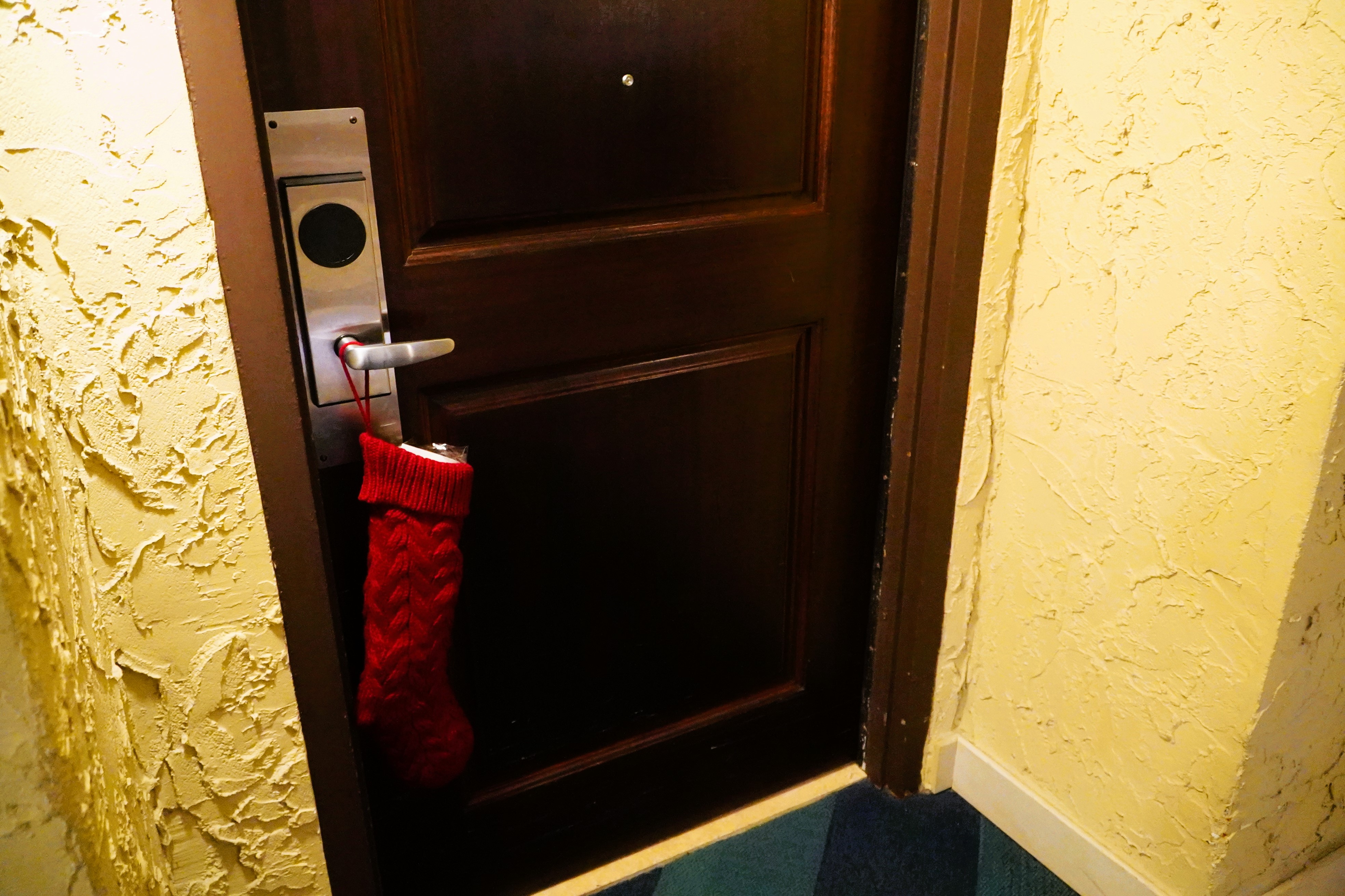 Red Christmas Stocking at Door