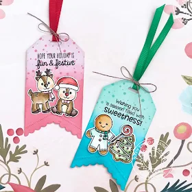 Sunny Studio Stamps: Gleeful Reindeer and Jolly Gingerbread Christmas Themed Gift Tags by Lexa Levana