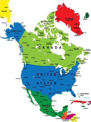 North America Map Region City