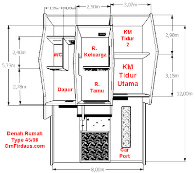 Denah Dan Desain Rumah  Minimalis Type  45  LT 96 Inspirasi 