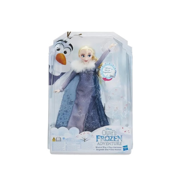Poupée Disney La Reine des Neiges, joyeuses fêtes avec Olaf : Elsa chantante, en boite.