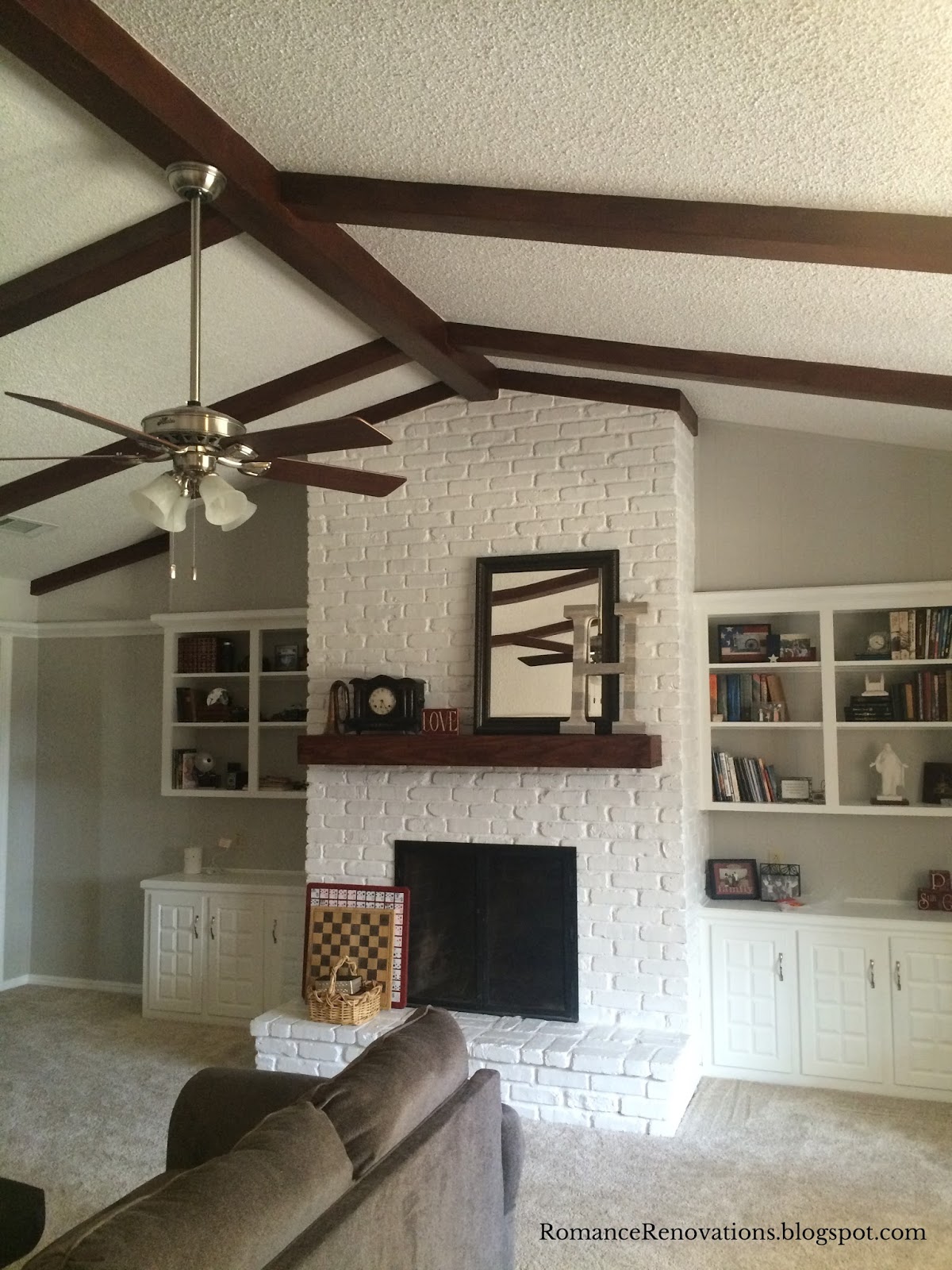 Romance Renovations Painting Ceiling  Beams to Look Like Wood 