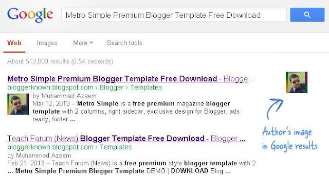 Google Web Search result snippet showing authorship information